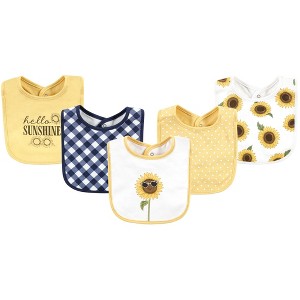 Hudson Baby Infant Girls Cotton Bibs, Sunflower, One Size - 1 of 4