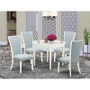5-Piece Linen white Solid Wood Top - Round Dining Room Set - Seats-4 - 2 of 4