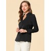 Allegra K Women's Elegant V Neck Work Office Button Up Shirt - 4 of 4