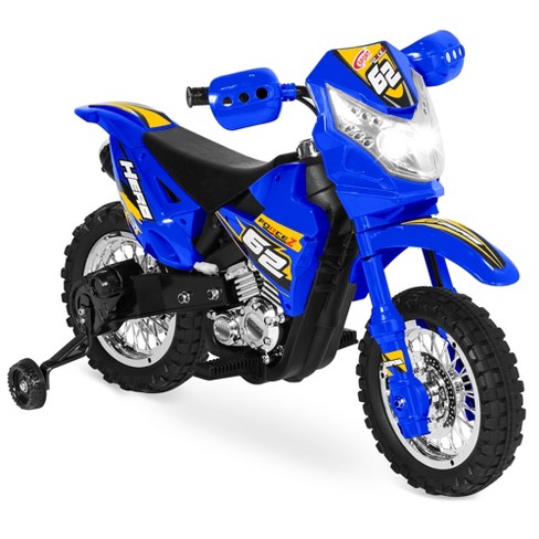 Best Choice Products 6V Kids Electric Battery Powered Ride On Motorcycle w Training Wheels Lights Music Blue