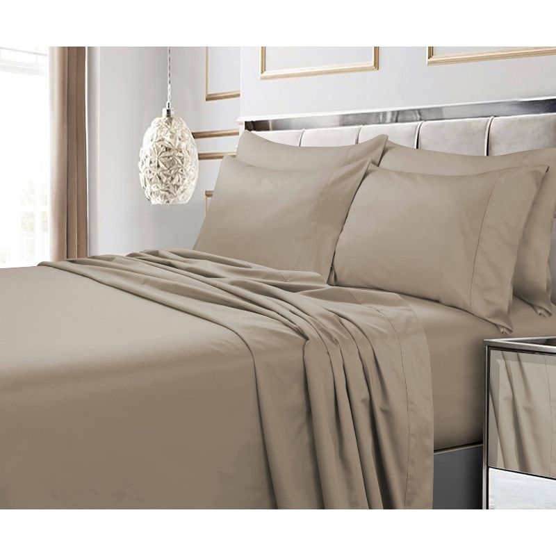 Tribeca Living King 600 Thread Count Cotton 4pc Deep Pocket Sheet Set King Clay, 1 of 4