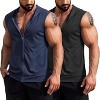 COOFANDY Men's Workout Hooded Tank Tops 2 Pack Zip Up Sleeveless Gym Shirts Muscle Cut Off T Shirt Bodybuilding Hoodies - 2 of 4
