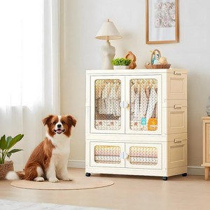 Garvee Aptliton Portable Large Wardrobe Closet with Hanging Rod, Foldable Plastic Storage Organizer with Wheels and Magnetic Doors - 1 of 4