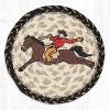 Earth Rugs Bucking Cowboy Round Coaster – 7" Braided Jute Mat with Western Rodeo Rider Silhouette in Rustic Tan & Brown Tones - 2 of 3