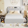 Kids Boucle Upholstered Bed Frame with Bookcase Headboard and 2 Storage Drawers, Noise-Free Platform Bed - 3 of 4