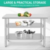 Stainless Steel Kitchen Cart, 48 x 24 x 35 inches Prep Table with Table Foot and 2 Adjustable Shelf - 3 of 4