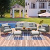 FURNIinspire Patio Seating Sets 6-Pieces Wicker Sofa Set, Outdoor Sofa Set For Backyard, Patio Sofa And Coffee Table, Beige, 89“*29”*29“ - 2 of 4