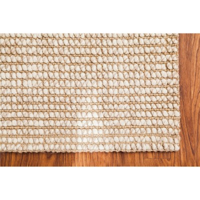 Handmade Reversible Rectangular Beige Wool Area Rug
