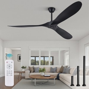 Arceso 70in Ceiling Fan with Remote Control No Light, Farmhouse Modern Low Profile Flush Mount Ceiling Fan Without Light for Indoor, Outdoor, Black - 1 of 4