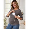 INSPIRE CHIC Women's Nursing Blouse V Neck 3/4 Sleeves Ribbed Knitted Ruched Maternity Tops - 2 of 4