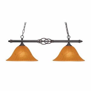 Toltec Lighting Elegante 2 - Light Island Pendant Light in  Dark Granite with 14" Tiger Shade - 1 of 1
