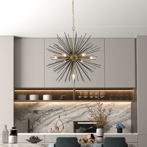 Maxax 25.6" 7-Light Gold/Black Starburst Chandelier - 1 of 4