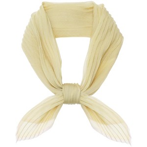 INSPIRE CHIC Women's Pleated Chiffon Contrast Color Trim Semi Sheer Stretchy Gauze Neck Scarves 1Pc - 1 of 4