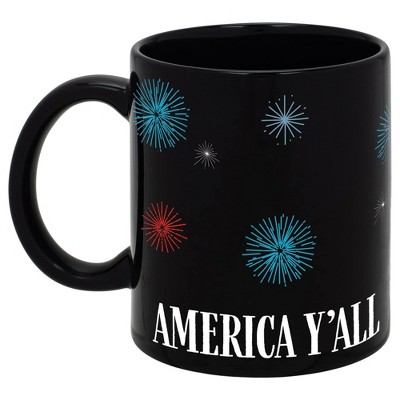 Elanze Designs America Y'All Fireworks 11 ounce Black Ceramic Coffee Mug