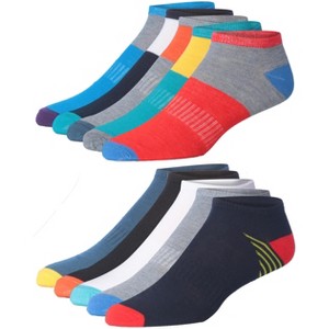 JAMES FIALLO Men's 10 Pairs Classy Extra Lightweight Vibrant Stripes Colorful Patterned Low Cut/No Show Socks - 1 of 1