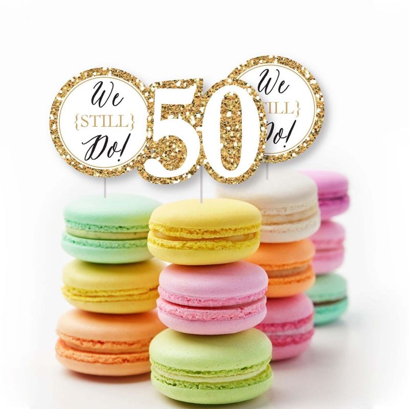 Big Dot of Happiness We Still Do - 50th Wedding Anniversary - Dessert Cupcake Toppers - Anniversary Party Clear Treat Picks - Set of 24, 5 of 8
