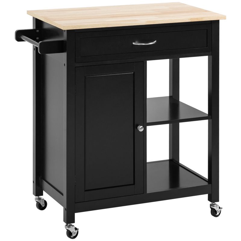 HOMCOM Rolling Kitchen Cart with Wood Top, Kitchen Island with Storage Drawer on Wheels for Dining Room, 1 of 7