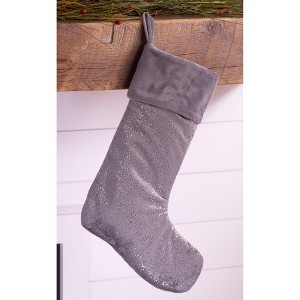 Gray and Silver Christmas Stocking – Soft Plush Fabric – Handmade in Minnesota by MerryStockings - 1 of 3