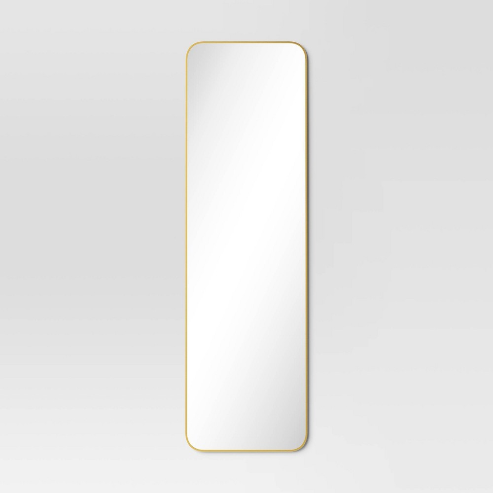 Photos - Wall Mirror Over-the-Door Mirror Metal Brass - Threshold™: Modern Full Body, Space-Sav