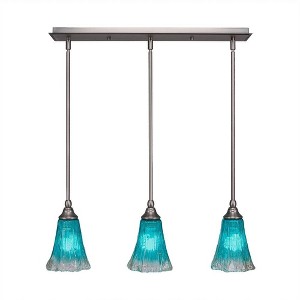 Toltec Lighting Any 3 - Light Chandelier in  Brushed Nickel with 5.5" Fluted Teal Crystal  Shade - 1 of 1