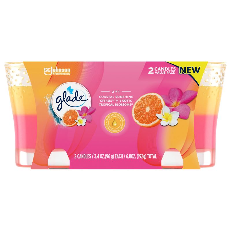 Glade 2-in-1 Candles - Coastal Sunshine &#38; Exotic Tropical Blossom - 6.8oz/2ct, 5 of 21