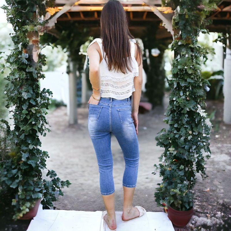 Anna-Kaci Women's Slim Fit Capris Boyfriend Jeans, 4 of 6