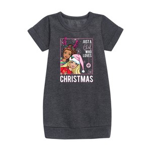 Girls' - Barbie - Holidays & Christmas Graphic Short Sleeve Fleece Dress - 1 of 3