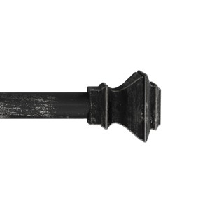 Hastings Home 1-Inch Curtain Rod - Decorative Modern Square Finials and Hardware - For Home Decor in Bedroom and Kitchen, 48-84-Inch, Black - 1 of 4