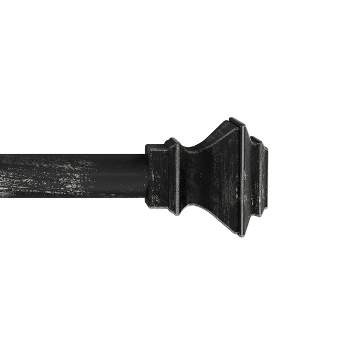 1-Inch Curtain Rod- Decorative Modern Square Finials and Hardware- For Home Decor in Bedroom and Kitchen, 48-84-Inch by Hastings Home (Black)