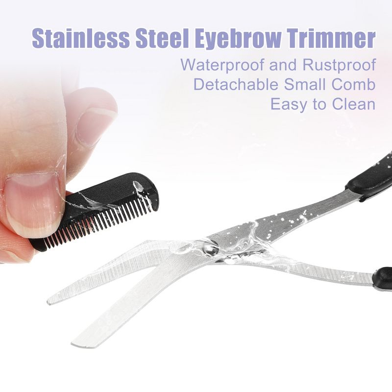 Unique Bargains Portable Stainless Steel Eyebrow Trimmer Scissors with Comb 1 Pc, 5 of 7