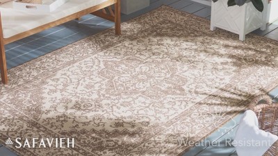 Beige Cream Synthetic Rectangular Stain-Resistant Area Rug