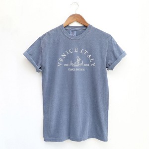Simply Sage Market Women's Embroidered Venice Italy Short Sleeve Garment Dyed Tee - 1 of 3