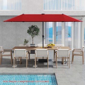 Costway 13 FT Large Patio Umbrella with LED Solar Lights Crank Handle 12 Heavy-Duty Ribs Beige/Brown/Gray/Navy/Orange/Wine - 1 of 4