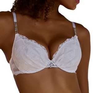 Women's Rhinestone Lace Push Up Bra - LASCANA - 1 of 4