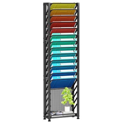 Simple Trending Wall File Organizer, 18-Tier Mesh Hanging Paper Document Folder Holder, Desktop Metal Files Storage Rack for Office and Home, Black
