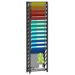 Simple Trending Wall File Organizer, 18-Tier Mesh Hanging Paper Document Folder Holder, Desktop Metal Files Storage Rack for Office and Home, Black - 1 of 4