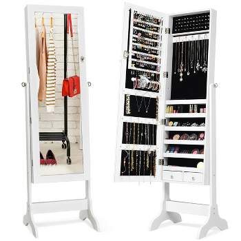 Costway Mirrored Jewelry Cabinet Armoire Storage Organizer Box Drawers