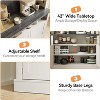 DobleePy Coffee Bar Cabinet with LED Lights, 72" Buffet Cabinet, Farmhouse Kitchen Sideboard, with Microwave Stand/Wine Rack/Glass - 2 of 4