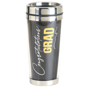 Congratulations Grad Midnight Black 16 ounce Stainless Steel Travel Tumbler Mug - 1 of 4