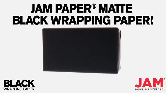 JAM PAPER Black Matte Gift Wrapping Paper Rolls - 2 packs of 25 Sq. Ft., 2 of 9, play video