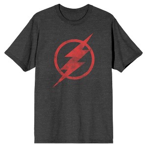 Justice League Red Flash Logo Men's Charcoal Heather T-shirt - 1 of 3