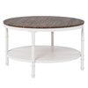 30.71in Double-Layer Round Dark Walnut Black Vein MDF Panel, White Wrinkled Baked Iron Frame, Industrial Style Coffee Table - 2 of 4