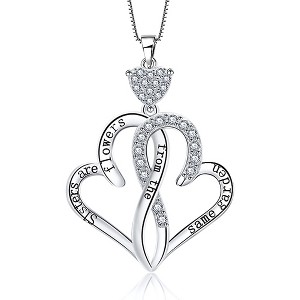 Ginger Lyne Pendant Necklace for Women Sterling Silver Cz Sister Hearts - 1 of 4