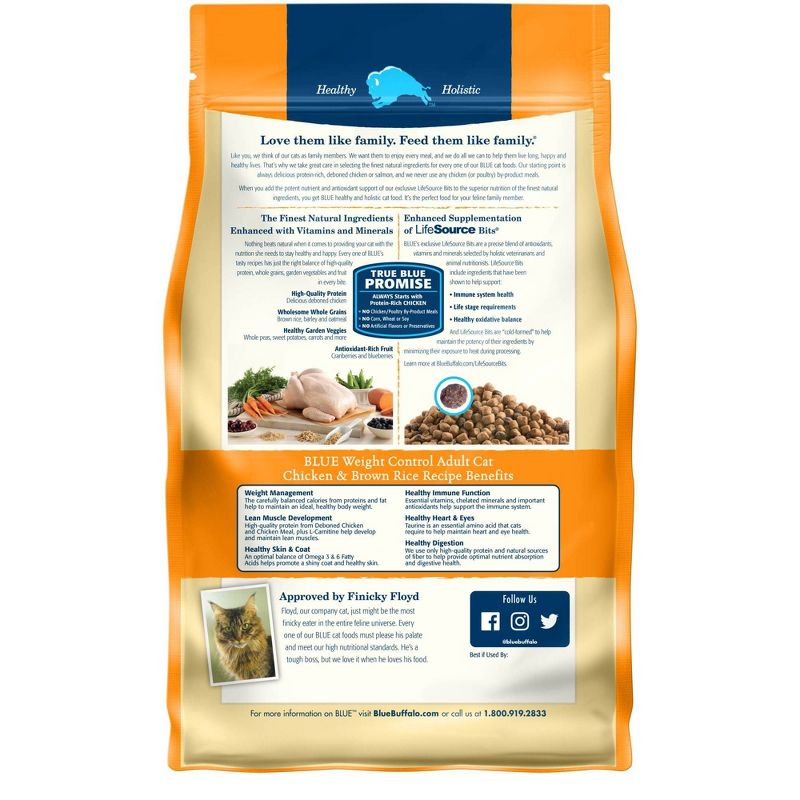Blue Buffalo Tastefuls with Chicken Weight Control Natural Adult Dry Cat Food, 2 of 9