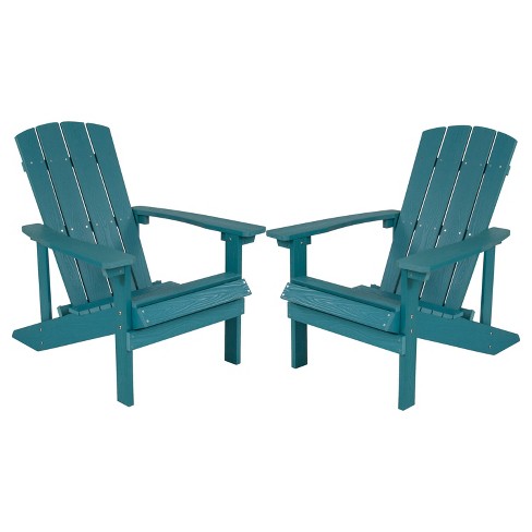 Flash Furniture Charlestown All Weather Indoor/Outdoor High Back Adirondack Chair Cushions, Patio Furniture Replacement Cushions, Set of 2, Teal