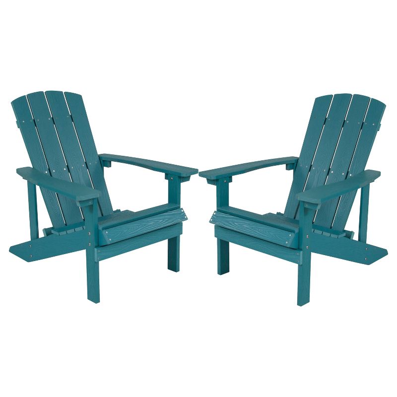 Flash Furniture Set of 2 Charlestown All-Weather Poly Resin Wood Adirondack Chairs, 1 of 12