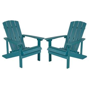 Flash Furniture Set of 2 Charlestown All-Weather Poly Resin Wood Adirondack Chairs