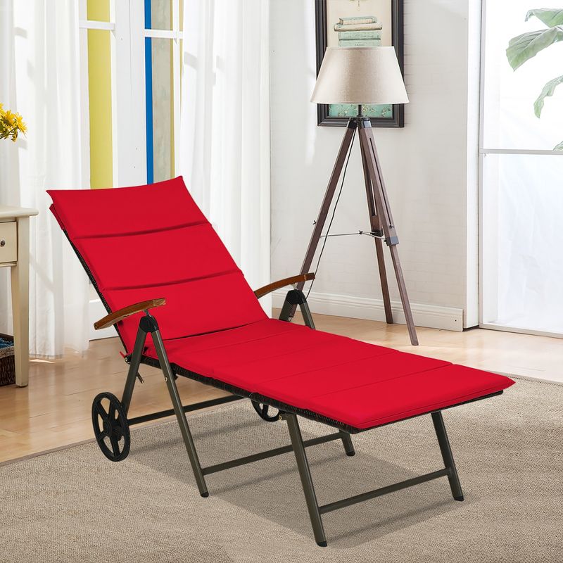Costway Aluminum Rattan Lounger Recliner 5-Position Adjustable Chair Turquoise\Red, 3 of 11