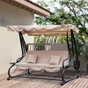Outsunny 3 Seat Outdoor Free Standing Swing Bench Porch Swing with Stand, Comfortable Cushioned Fabric & Included Canopy - 3 of 4