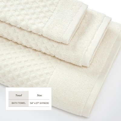Ivory Cotton Quick-Dry Textured Bath Towel Set for Kids (4 Pack)